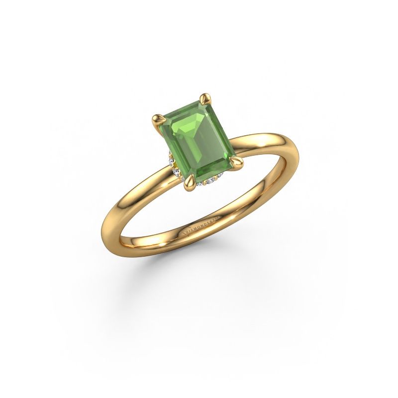 Bague de fiançailles Crystal EME 3 585 or jaune vert tourmaline 7x5 mm
