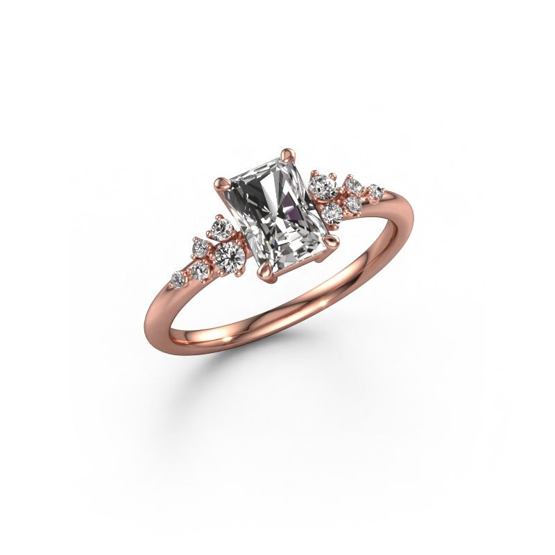 Bague Royce RAD 585 or rose diamant custom 7x5 mm