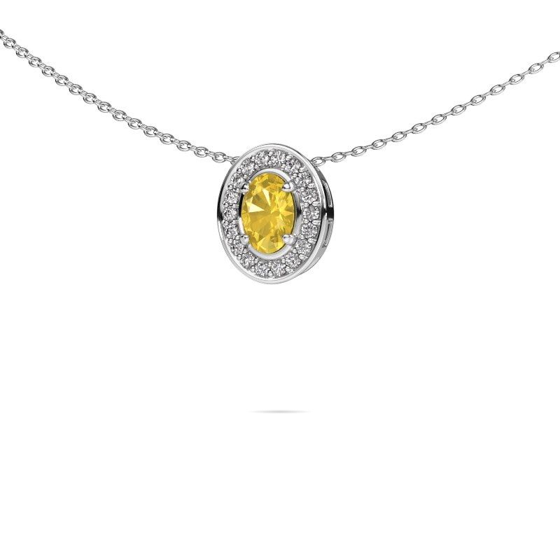 Collier Madelon 585 or blanc saphir jaune 6x4 mm