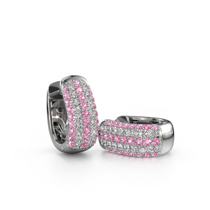 Hoop earrings Danika 8.5 B 950 platinum pink sapphire 1.1 mm