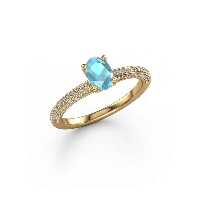 Forlovelsesring Elenore ovl 585 gull blå topas 6.5x4.5 mm