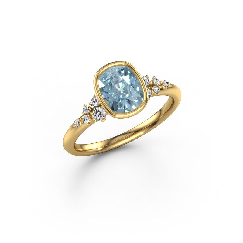 Engagement ring Aliyah CSH 585 gold blue lab grown diamond 7.4x5.8 mm