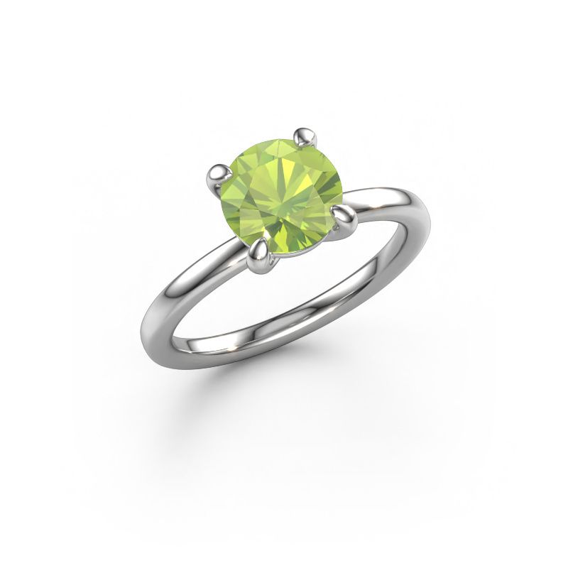 Bague de fiançailles Simone RND 1 950 platine péridot 7.3 mm
