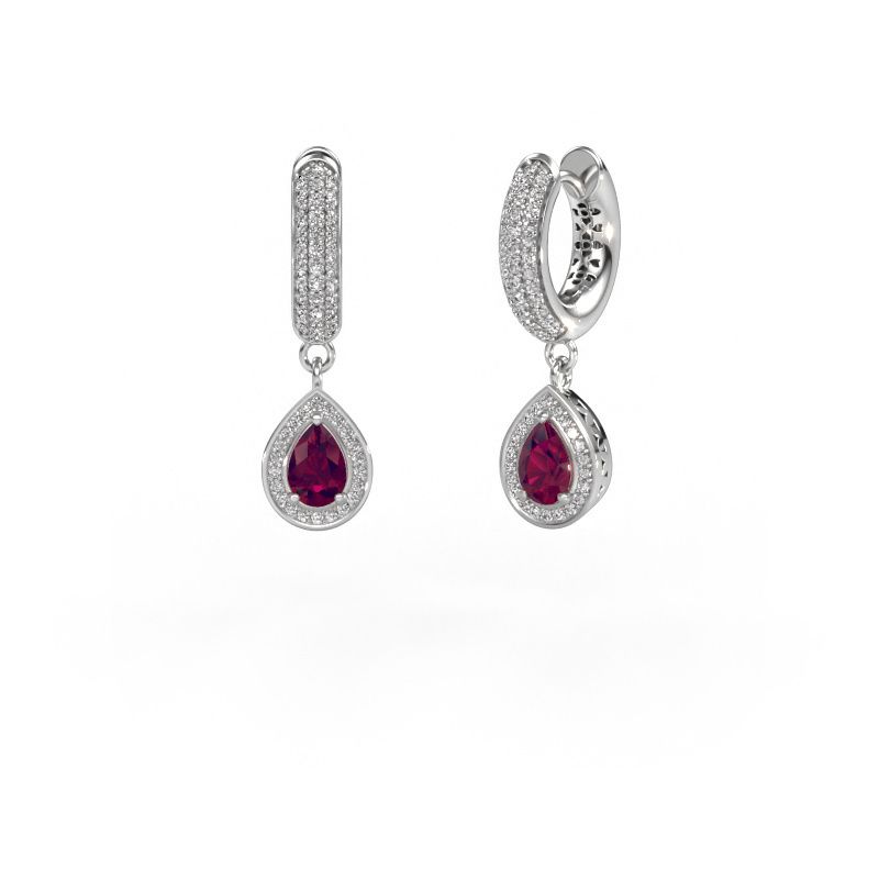 Drop earrings Barbar 2 950 platinum rhodolite 6x4 mm