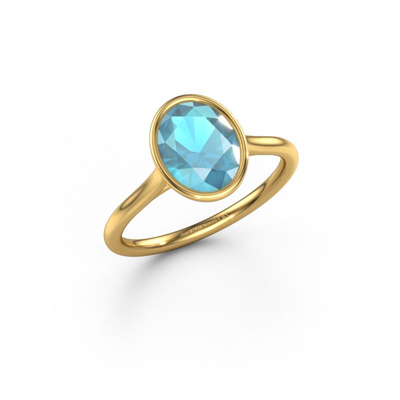 Engagement ring Lavon OVL 585 gold blue topaz 9x7 mm