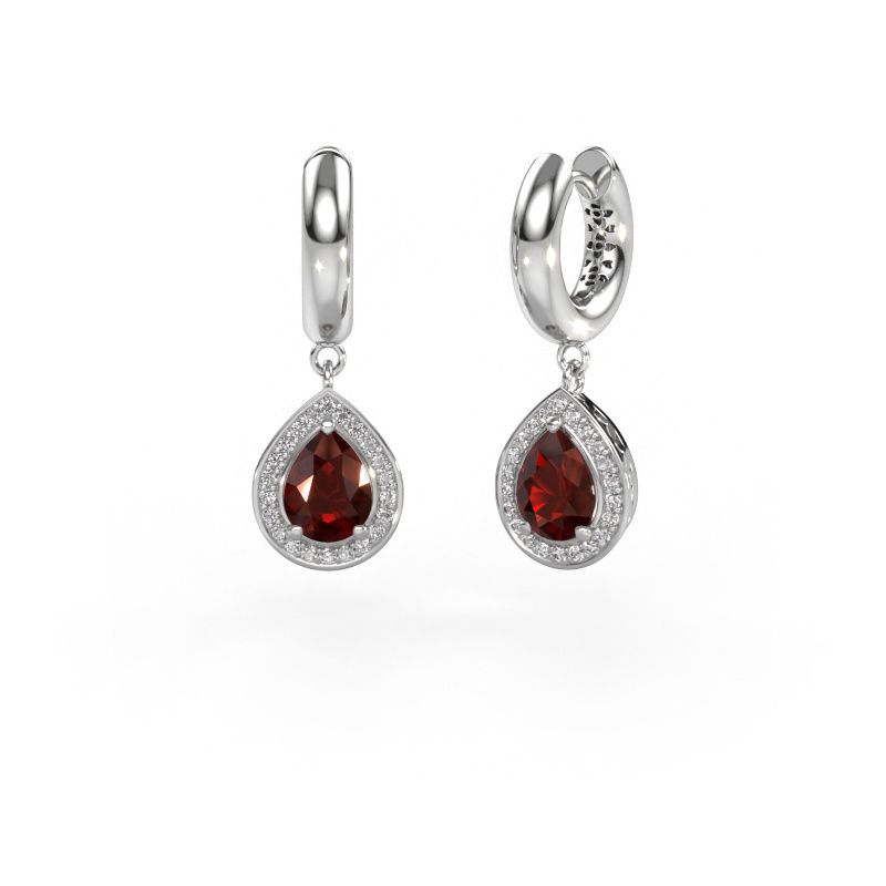 Pendants d'oreilles Barbar 1 585 or blanc grenat 7x5 mm
