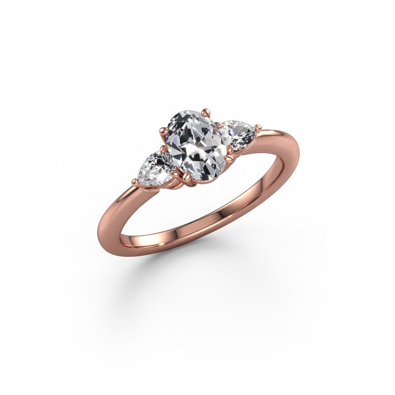 Engagement ring Chanou OVL 585 rose gold diamond 1.120 crt
