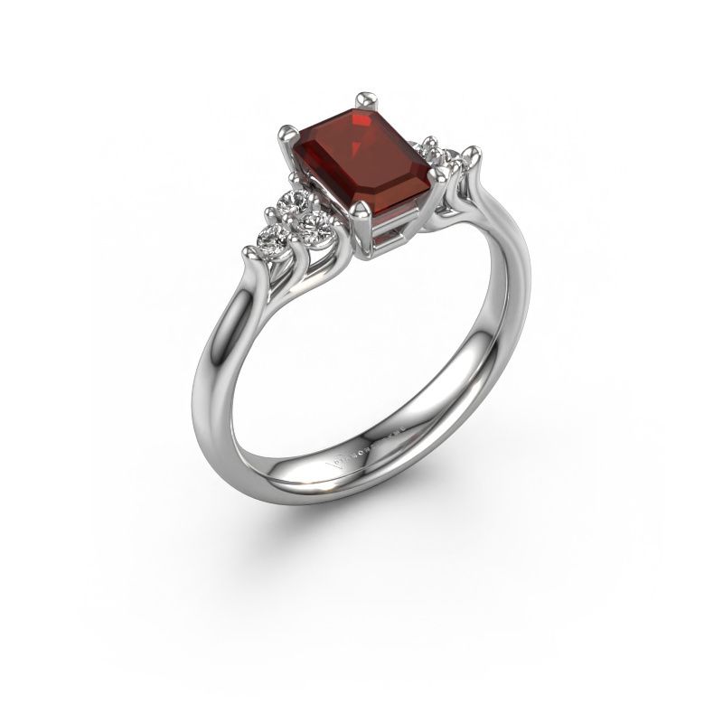 Engagement ring Monika EME 585 white gold garnet 7x5 mm