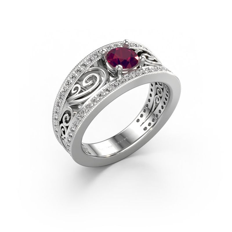 Verlobungsring Julliana 585 Weißgold Rhodolit 5 mm