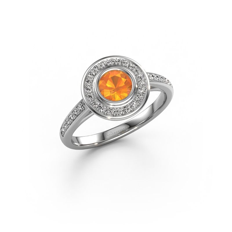 Bague de fiançailles Noud 2 RND 950 platine citrine 5 mm