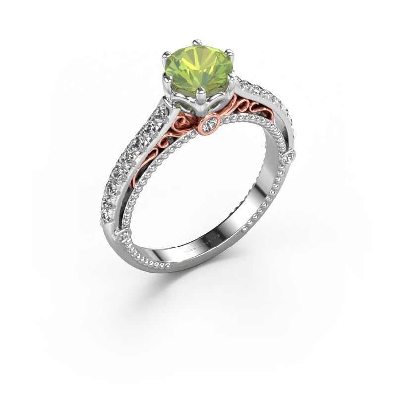 Engagement ring Venita 585 white gold peridot 6.5 mm