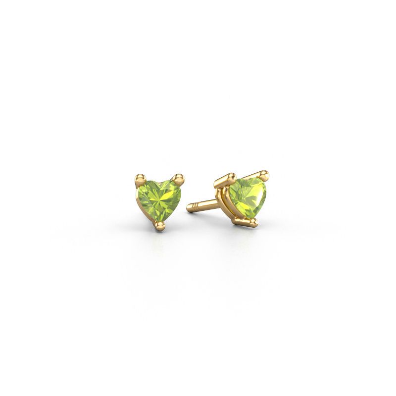 Stud earrings Garnet 585 gold peridot 4 mm
