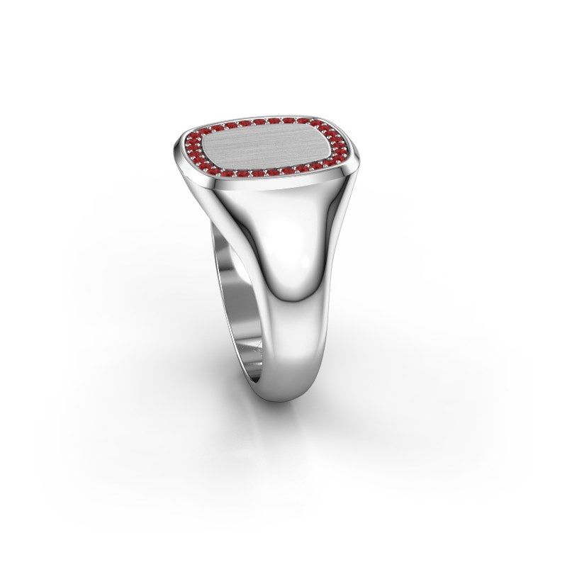 Image of Men's ring floris cushion 3<br/>585 white gold<br/>Ruby 1.2 mm