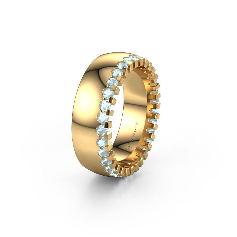 Wedding ring WH6120L27C 585 gold aquamarine ±7x2.2 mm