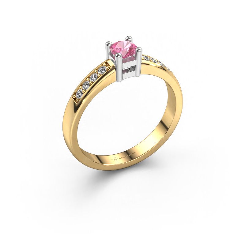 Bague de fiançailles Eline 2 585 or jaune saphir rose 3.7 mm