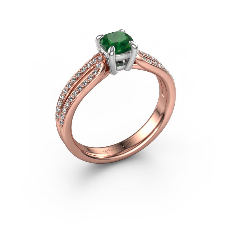 Verlobungsring Antonia cus 2 585 Roségold Smaragd 5 mm