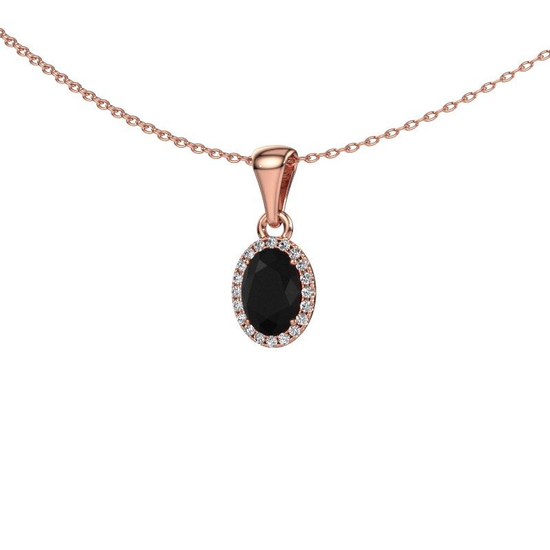 Image of Pendant Seline ovl 585 rose gold black diamond 1.06 crt