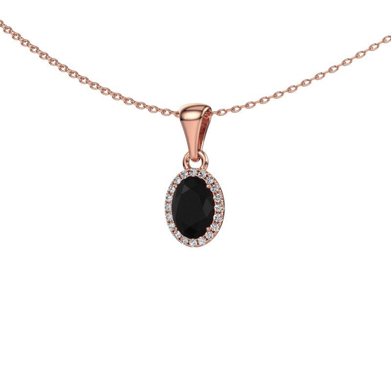 Pendant Seline ovl 585 rose gold black diamond 1.15 crt
