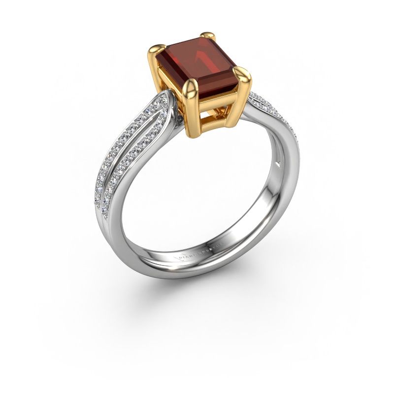 Engagement ring Antonia eme 2 585 white gold garnet 8x6 mm