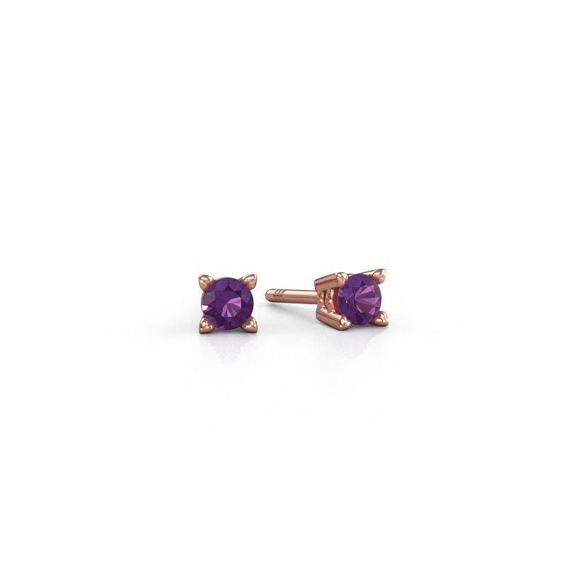 Stud earrings Cather 585 rose gold amethyst 4 mm