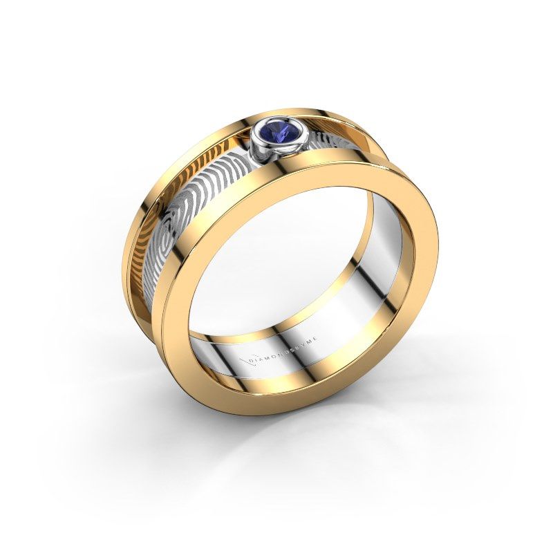 Afbeelding van Trouwring Francisca<br/>585 goud ±7x2.1 mm<br/>Saffier 2.5 mm