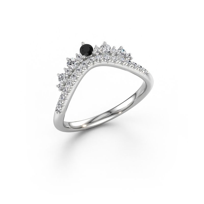 Stackable ring Nica C 950 platinum black diamond 0.342 crt