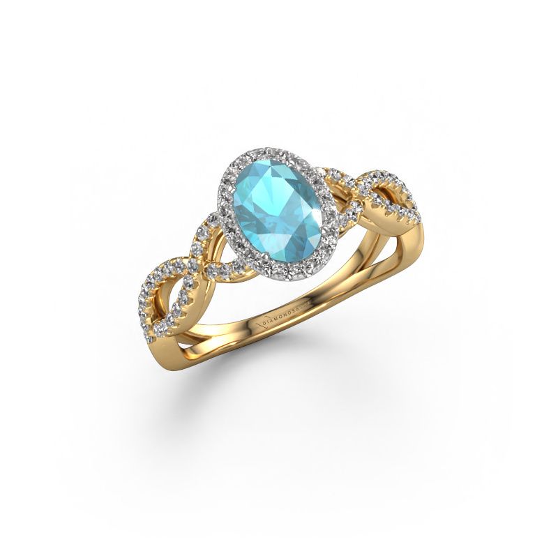 Engagement ring Dionne ovl 585 gold blue topaz 7x5 mm