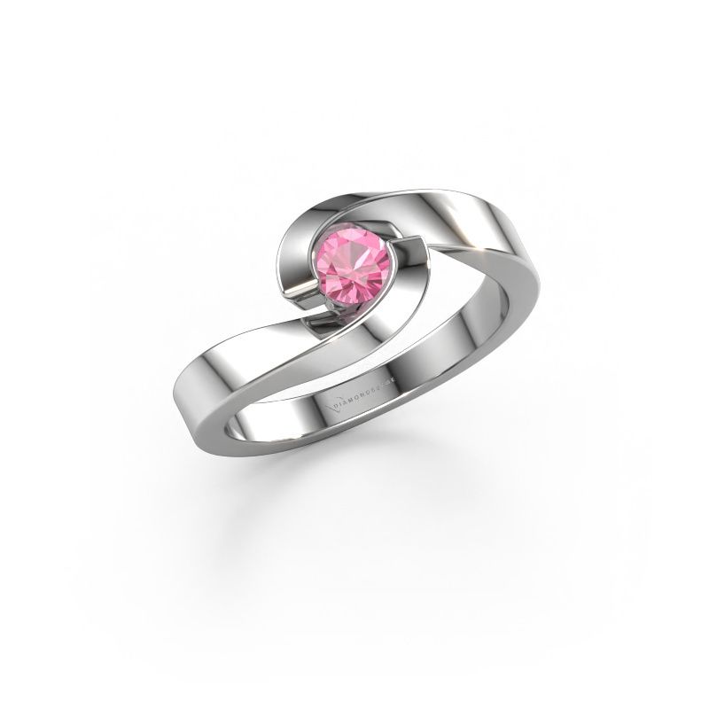 Ring Sheryl 950 platina roze saffier 4 mm
