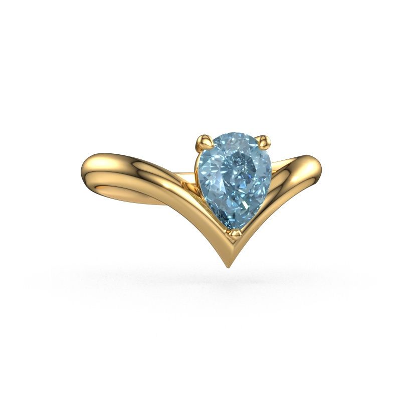 Engagement ring Maddy PER 585 gold blue lab grown diamond 8x6 mm