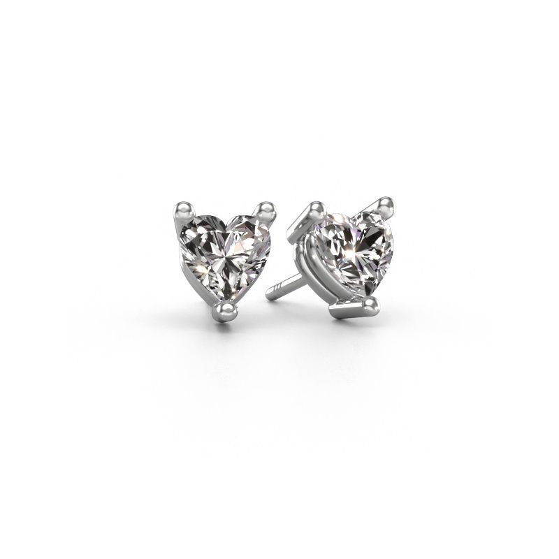 Stud earrings Garnet 585 white gold diamond 1.60 crt