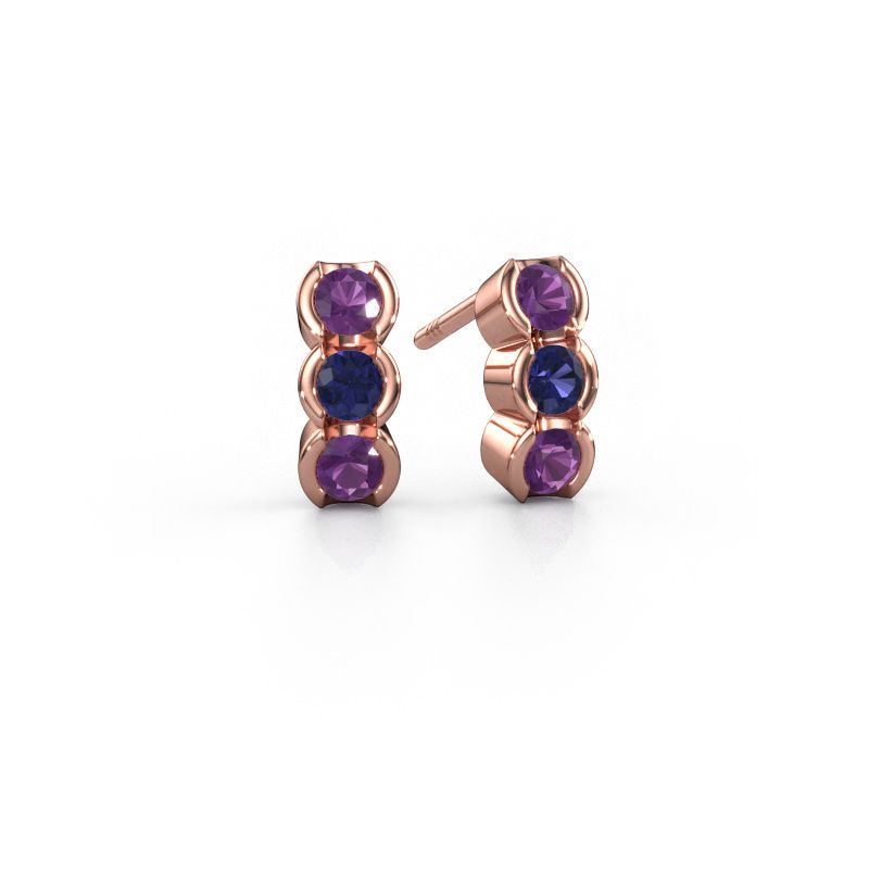 Boucles d'oreilles Lotte 585 or rose améthyste 3 mm