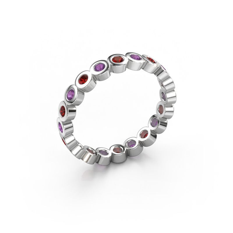 Bague superposable Edwina 1 585 or blanc grenat 2 mm