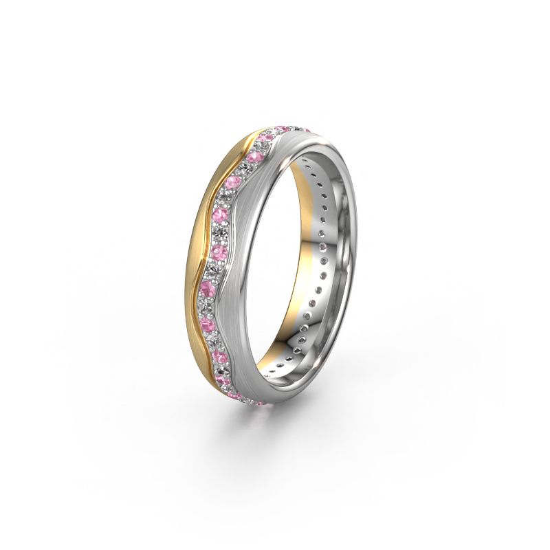 Trouwring WH0803L35BM 585 goud roze saffier ±5 x 2 mm