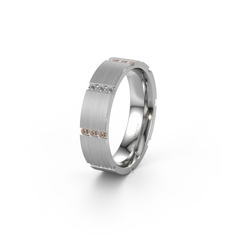 Trouwring WH0135L15BM 585 witgoud bruine diamant ±5 x 2 mm