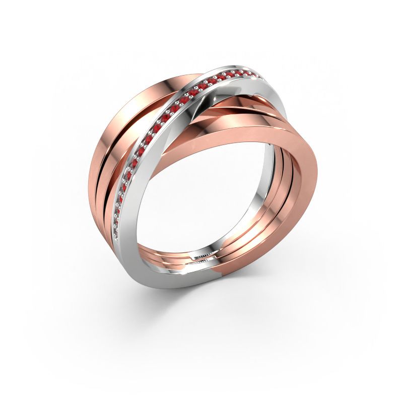 Ring Esmee 585 rosé goud robijn 1 mm