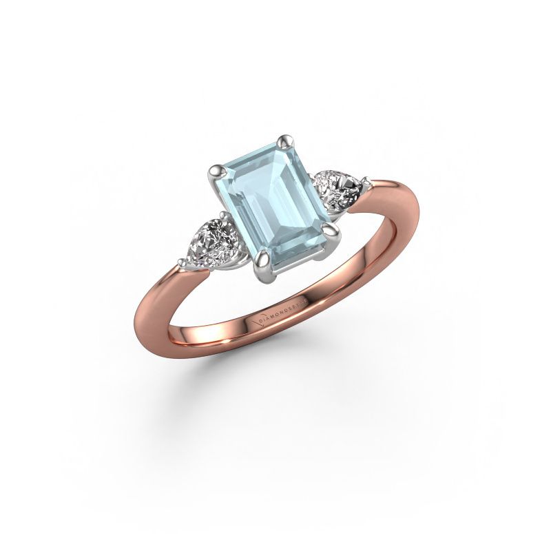Verlobungsring Chanou EME 585 Roségold Aquamarin 7.5x5.5 mm