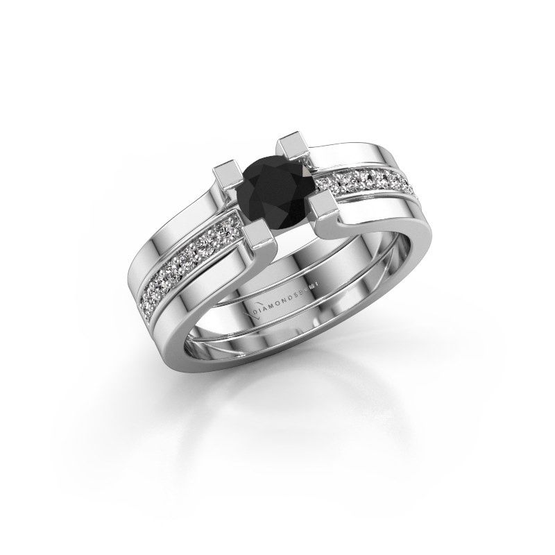 Afbeelding van Verlovingsring Myrthe 950 platina zwarte diamant 0.768 crt