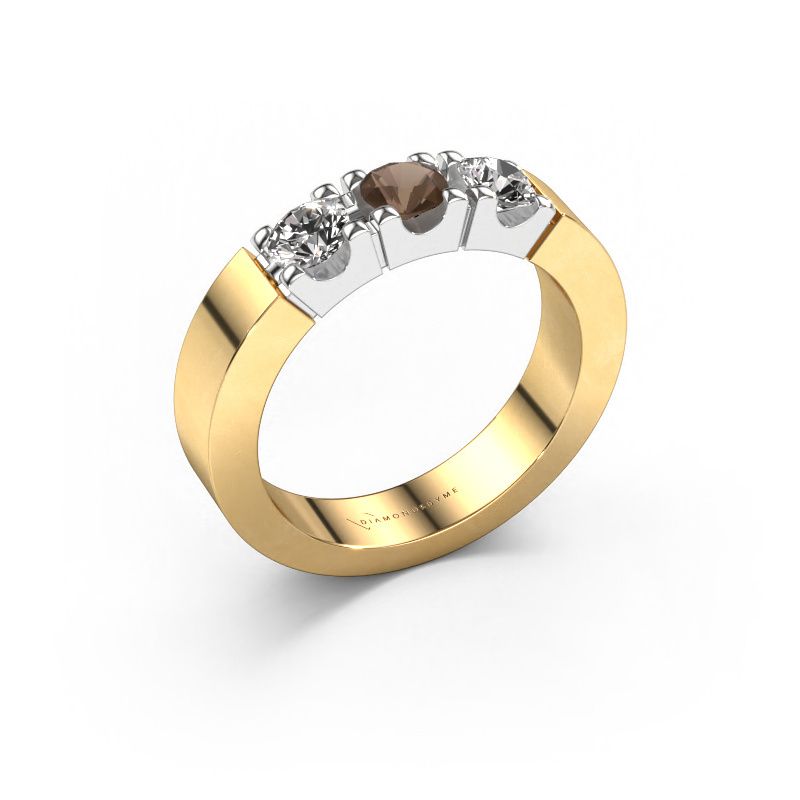 Ring Dana 3 585 gold smokey quartz 4 mm