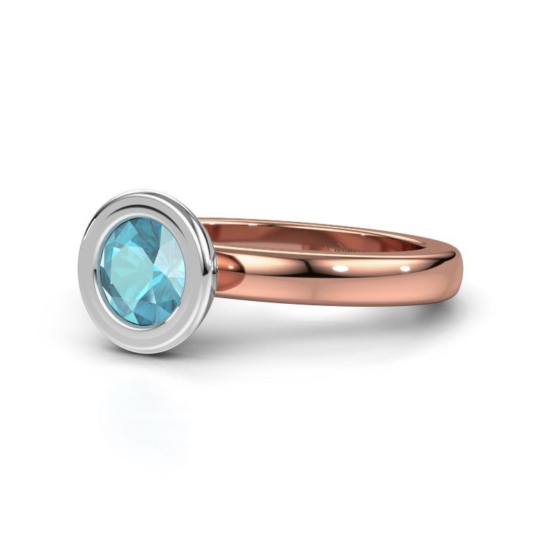 Image of Stacking ring Eloise Round 585 rose gold blue topaz 6 mm