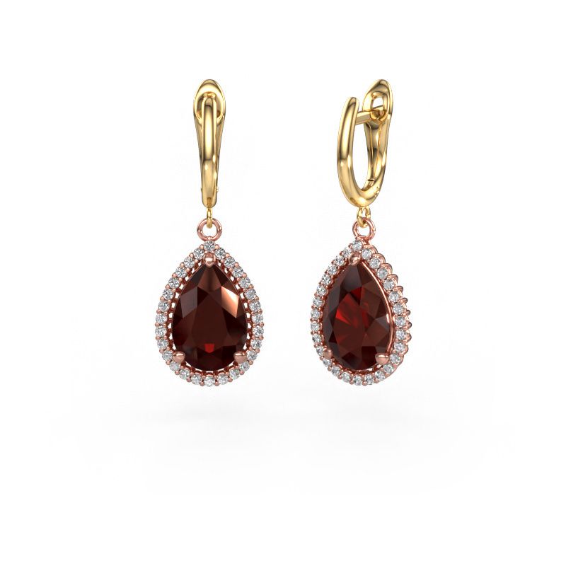 Pendants d'oreilles Tilly per 3 585 or rose grenat 12x8 mm