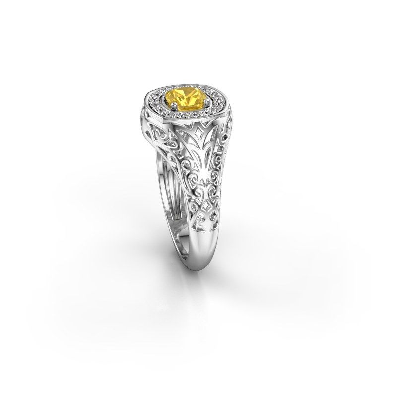 Image of Men's ring quinten<br/>585 white gold<br/>Yellow sapphire 5 mm