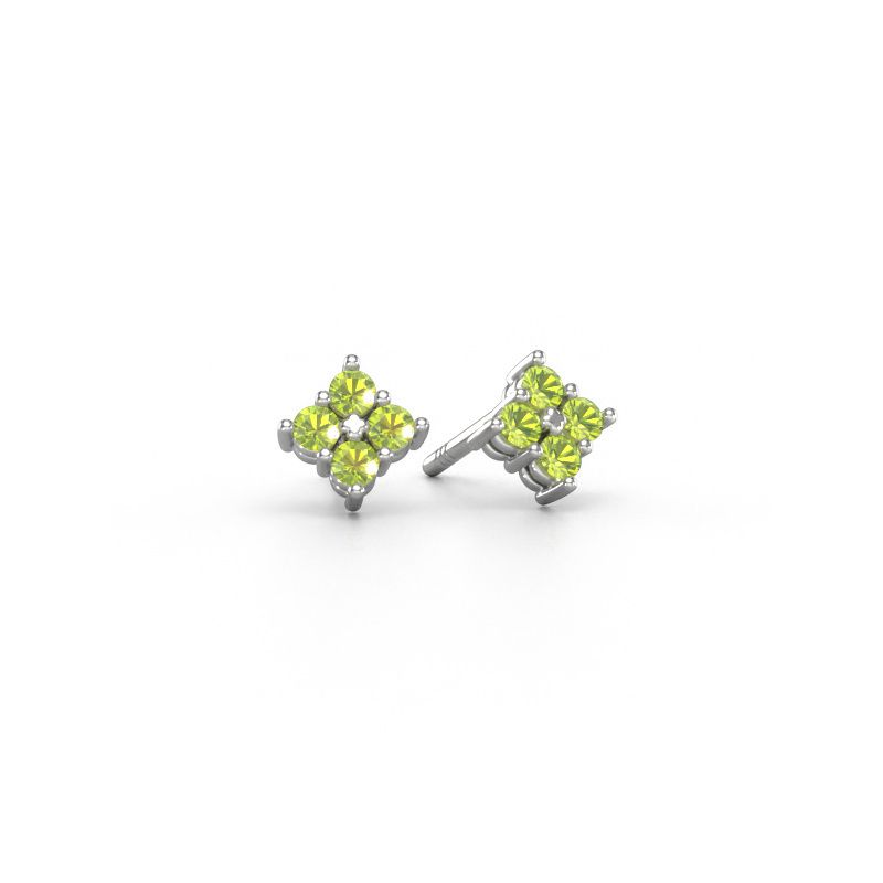 Clous d'oreilles Maryetta 585 or blanc péridot 2 mm