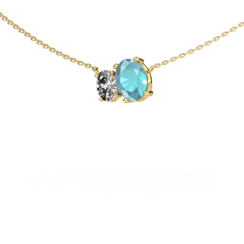 Pendant Toi et Moi OVL OVL 585 gold blue topaz 8x6 mm