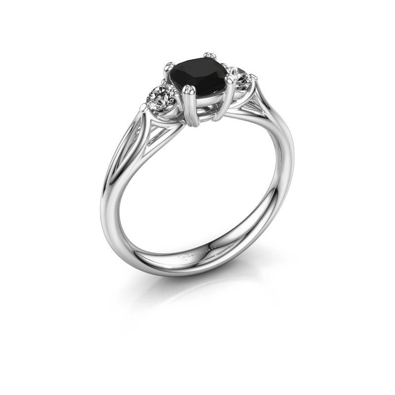 Afbeelding van Verlovingsring Amie cus 585 witgoud zwarte diamant 0.900 crt