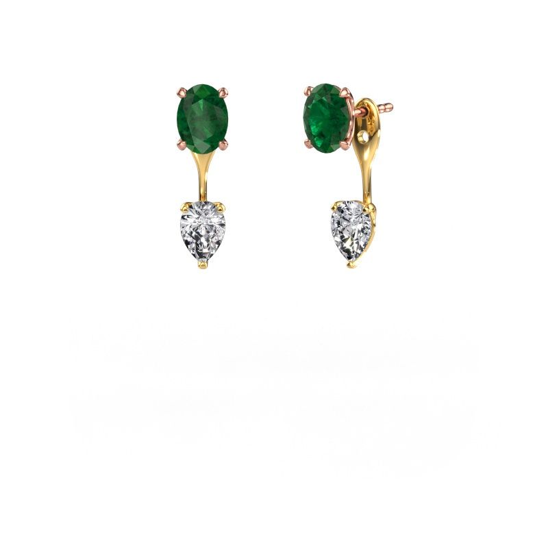 Pendants d'oreilles Kate OVL-PER 585 or rose emeraude 7x5 mm