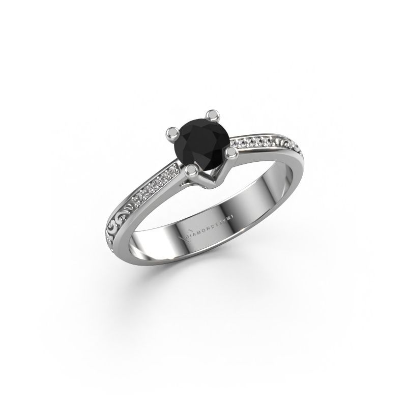 Bague de fiançailles Mei 950 platine diamant noir 0.529 crt