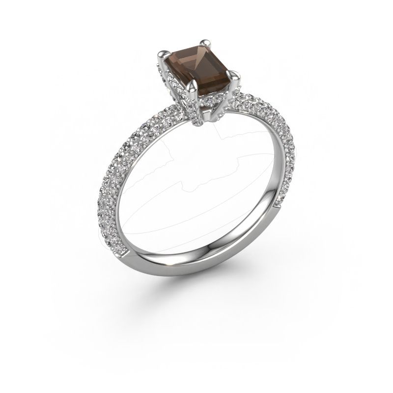 Engagement ring Saskia EME 2 950 platinum smokey quartz 6.5x4.5 mm