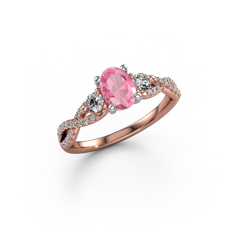 Engagement ring Marilou OVL 585 rose gold pink sapphire 7,5x5,5 mm