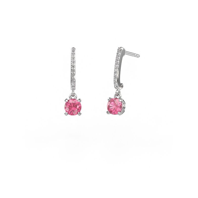 Oorhangers Tanja 1 950 platina roze saffier 5 mm