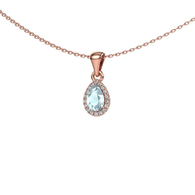 Anhänger Seline per 585 Roségold Aquamarin 6x4 mm